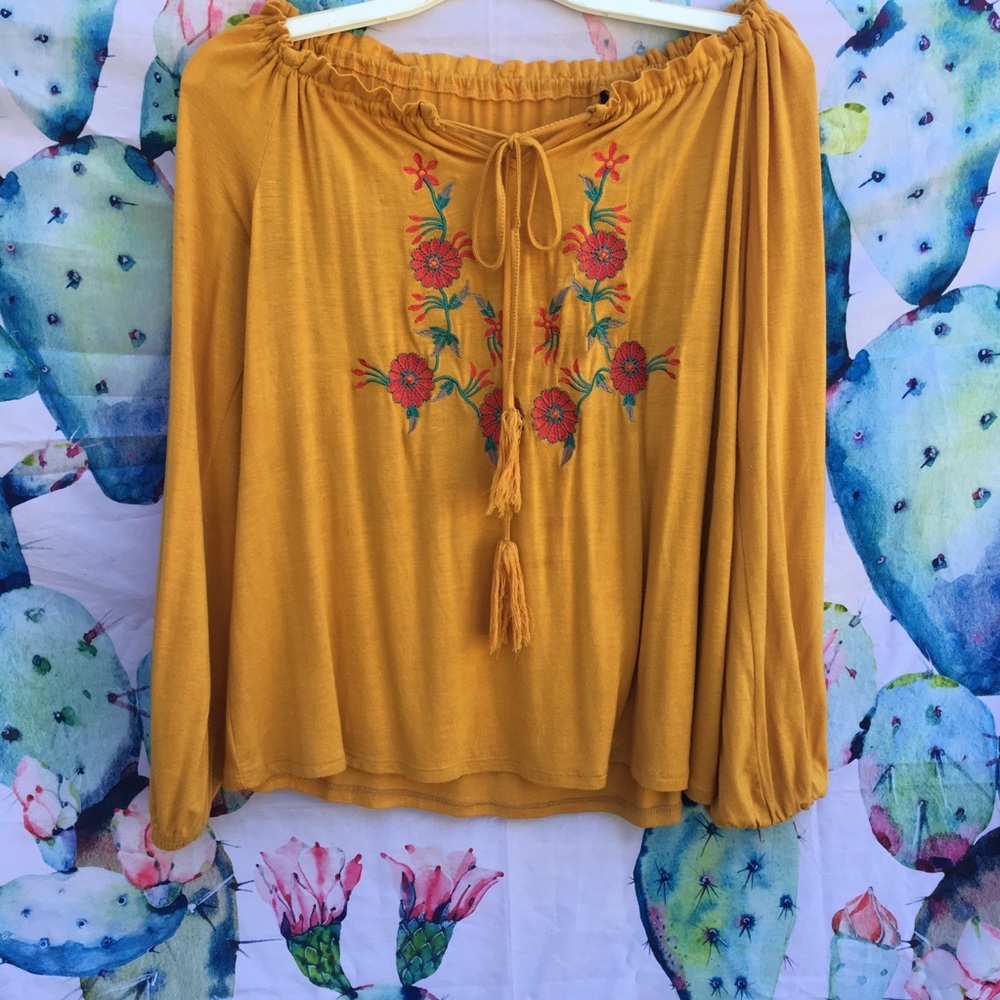 Boho off shoulder long sleeve blouse